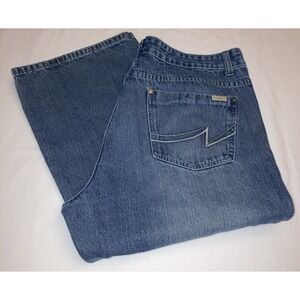 Oleg Cassini Men's Light Wash Denim Jeans 38x30 Ramie Cotton Relaxed Wide Leg VG